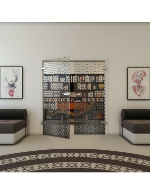 Ganzglastür - Fineprint Model 038 Schwarz auf Klarglas