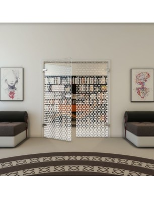 Ganzglastür - Fineprint Model 038 Weiss auf Klarglas