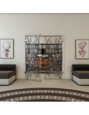 Ganzglastür - Fineprint Model 039 Schwarz auf Klarglas