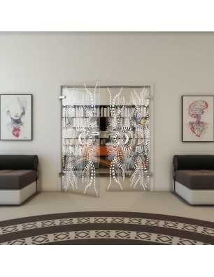 Ganzglastür - Fineprint Model 039 Weiss auf Klarglas