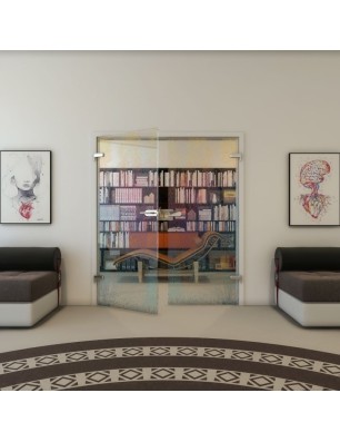 Ganzglastür - Fineprint Model 045 Verlauf auf Klarglas