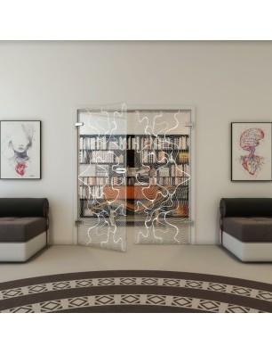 Ganzglastür - Fineprint Model 049 Weiss auf Klarglas