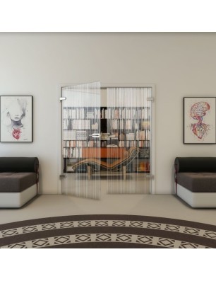 Ganzglastür - Fineprint Model 052 Weiss auf Klarglas