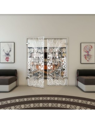 Ganzglastür - Fineprint Model 056 Weiss auf Klarglas