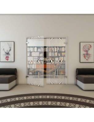 Ganzglastür - Fineprint Model 058 Weiss auf Klarglas