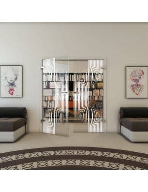 Ganzglastür - Fineprint Model 059 Weiss auf Klarglas