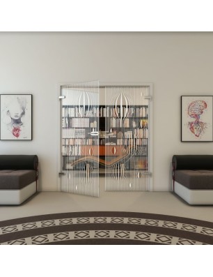 Ganzglastür - Fineprint Model 060 Weiss auf Klarglas