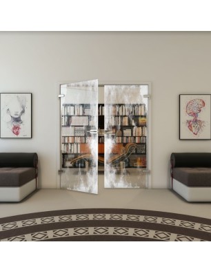 Ganzglastür - Fineprint Model 061 Weiss auf Klarglas