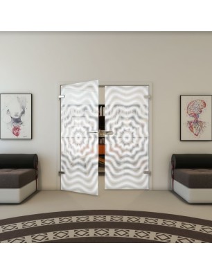 Ganzglastür - Fineprint Model 064 Weiss auf Klarglas