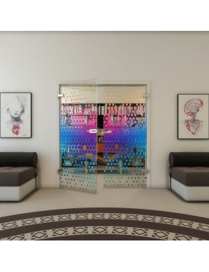 Ganzglastür - Fineprint Model 072 Verlauf auf Klarglas