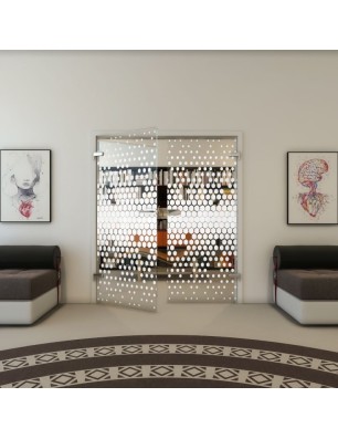 Ganzglastür - Fineprint Model 072 Weiss auf Klarglas