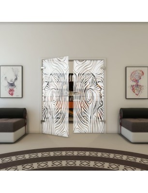 Ganzglastür - Fineprint Model 074 Weiss auf Klarglas