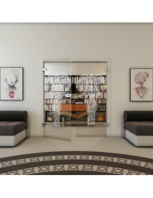 Ganzglastür - Fineprint Model 078 Weiss auf Klarglas