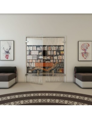 Ganzglastür - Fineprint Model 079 Weiss auf Klarglas