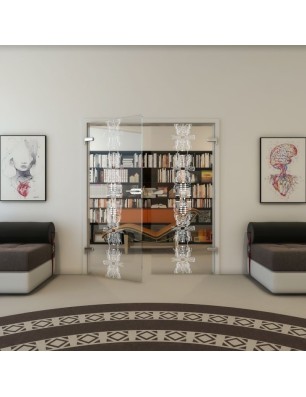 Ganzglastür - Fineprint Model 081 Weiss auf Klarglas