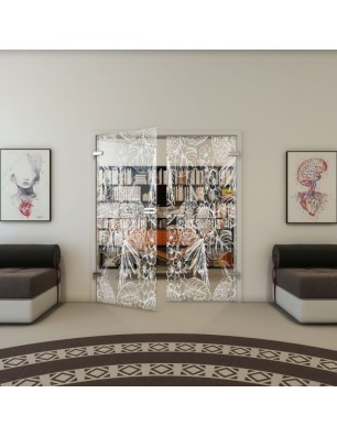 Ganzglastür - Fineprint Model 083 Weiss auf Klarglas