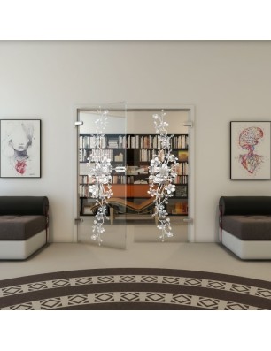 Ganzglastür - Fineprint Model 085 Weiss auf Klarglas