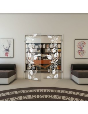 Ganzglastür - Fineprint Model 086 Weiss auf Klarglas