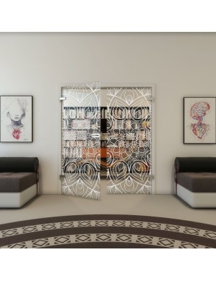 Ganzglastür - Fineprint Model 087 Weiss auf Klarglas