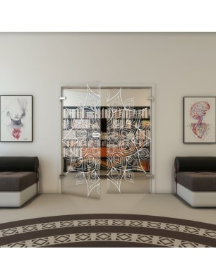 Ganzglastür - Fineprint Model 088 Weiss auf Klarglas