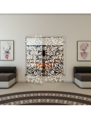 Ganzglastür - Fineprint Model 095 Weiss auf Klarglas