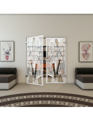 Ganzglastür - Fineprint Model 097 Weiss auf Klarglas