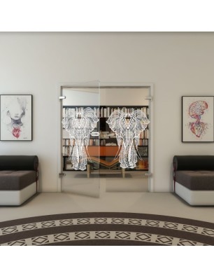 Ganzglastür - Fineprint Model 098 Weiss auf Klarglas