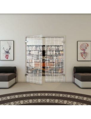 Ganzglastür - Fineprint Model 104 Weiss auf Klarglas