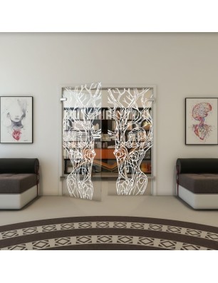 Ganzglastür - Fineprint Model 105 Weiss auf Klarglas