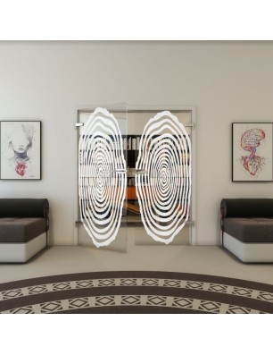 Ganzglastür - Fineprint Model 109 Weiss auf Klarglas