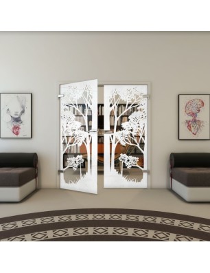 Ganzglastür - Fineprint Model 110 Weiss auf Klarglas