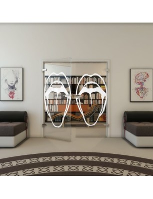 Ganzglastür - Fineprint Model 111 Weiss auf Klarglas