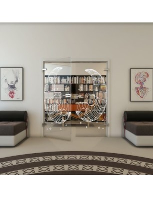 Ganzglastür - Fineprint Model 113 Weiss auf Klarglas