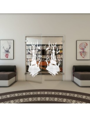 Ganzglastür - Fineprint Model 114 Weiss auf Klarglas