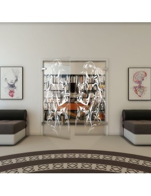 Ganzglastür - Fineprint Model 116 Weiss auf Klarglas