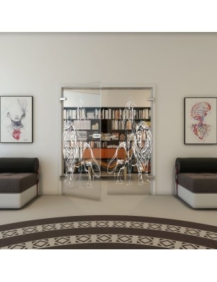 Ganzglastür - Fineprint Model 117 Weiss auf Klarglas