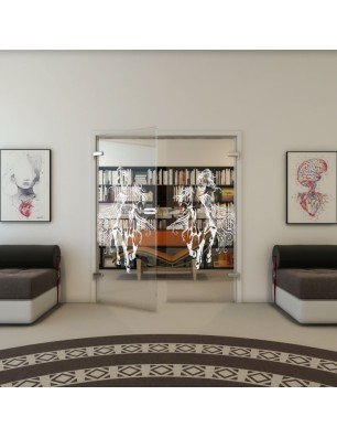 Ganzglastür - Fineprint Model 118 Weiss auf Klarglas