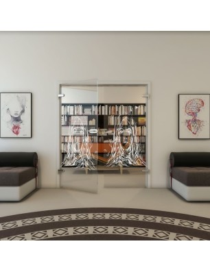 Ganzglastür - Fineprint Model 119 Weiss auf Klarglas