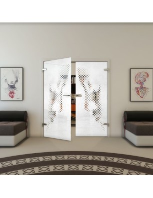 Ganzglastür - Fineprint Model 120 Weiss auf Klarglas