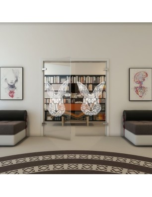 Ganzglastür - Fineprint Model 121 Weiss auf Klarglas