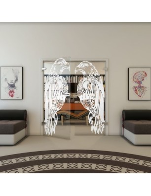 Ganzglastür - Fineprint Model 122 Weiss auf Klarglas