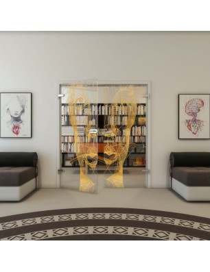 Ganzglastür - Fineprint Model 123 Gold auf Klarglas