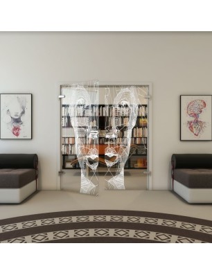 Ganzglastür - Fineprint Model 123 Weiss auf Klarglas