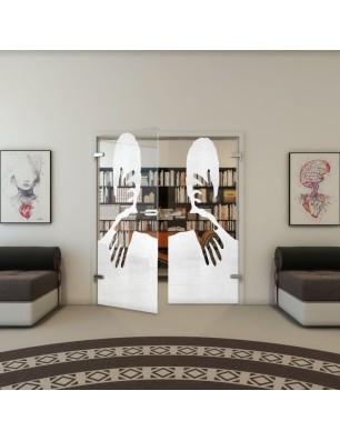 Ganzglastür - Fineprint Model 124 Weiss auf Klarglas