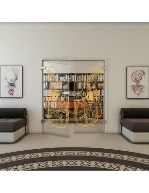 Ganzglastür - Fineprint Model 126 Gold auf Klarglas