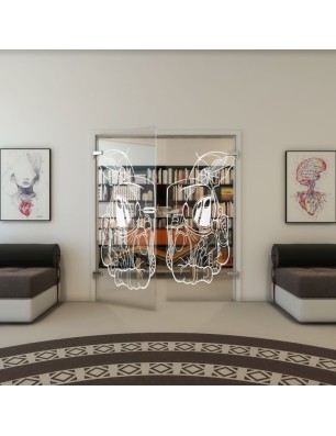 Ganzglastür - Fineprint Model 126 Weiss auf Klarglas