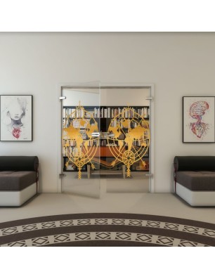 Ganzglastür - Fineprint Model 127 Gold auf Klarglas