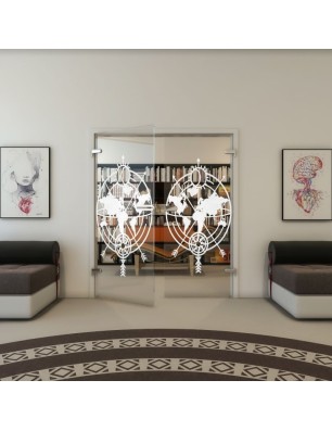 Ganzglastür - Fineprint Model 127 Weiss auf Klarglas