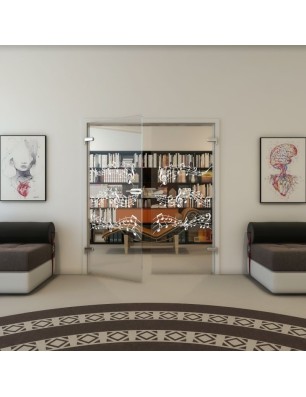 Ganzglastür - Fineprint Model 128 Weiss auf Klarglas