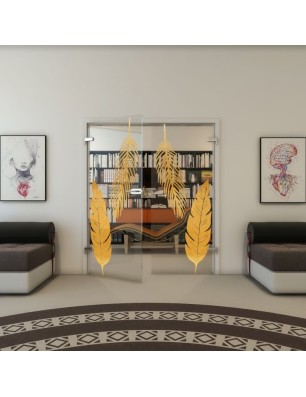 Ganzglastür - Fineprint Model 129 Gold auf Klarglas